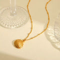 European and american ins style marine element titanium steel necklace non-fading 18k gold stainless steel shell pendant necklace women's necklace