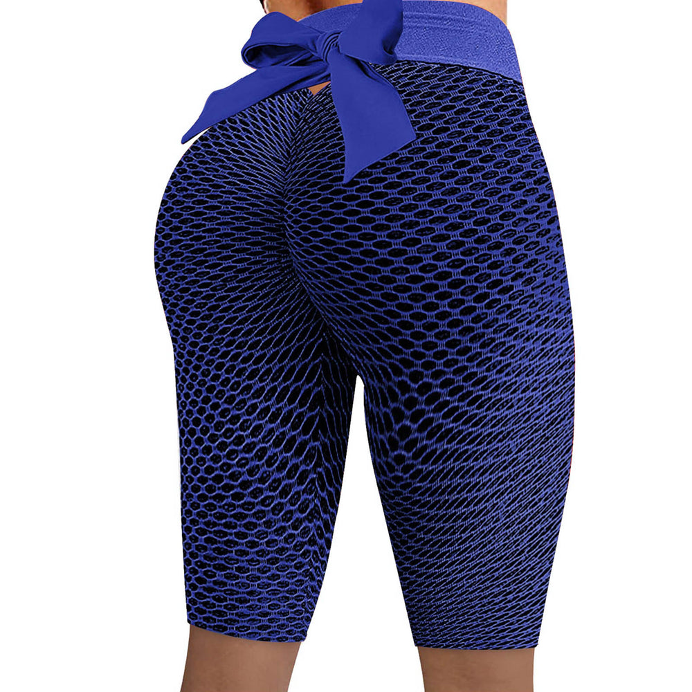2025 amazon women's bowknot honeycomb jacquard solid color yoga pants, activewear, capri leggings - in stock, cropped length