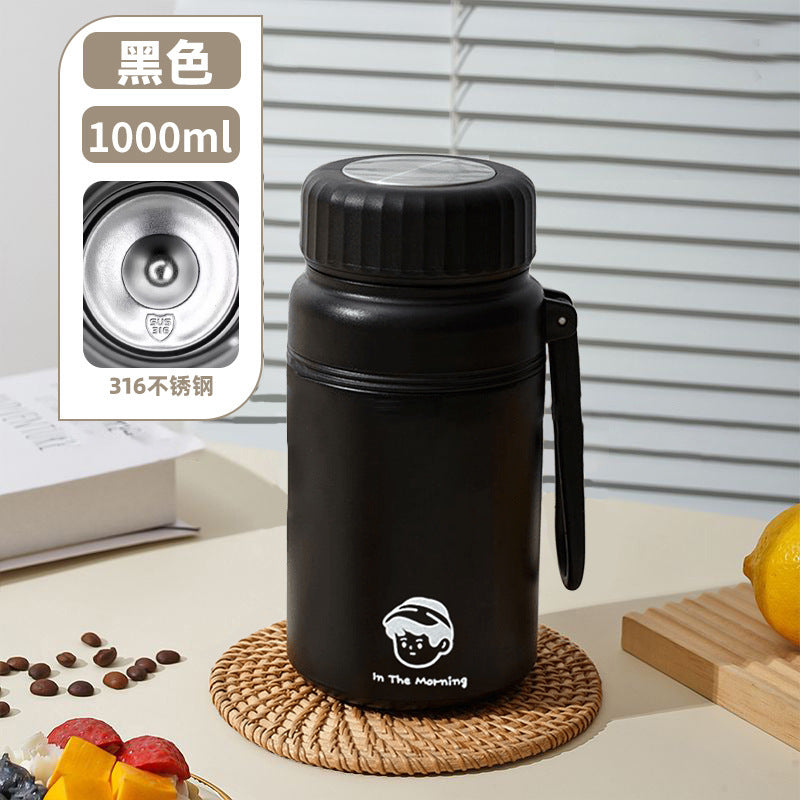 New arrival high-looking casual tea and water separator thermos cup food grade 316 stainless steel large capacity portable water cup
