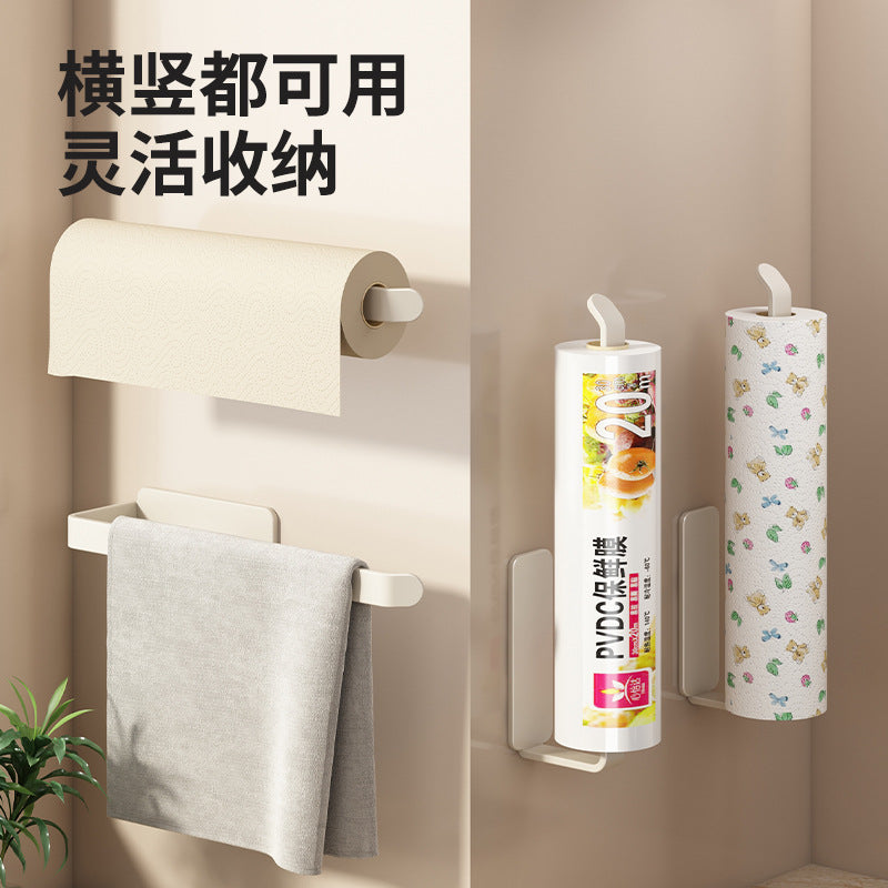 No punching, kitchen tissue holder, cabinet roll paper tube special oil-absorbing paper rack, plastic wrap bag storage and hanging shelf