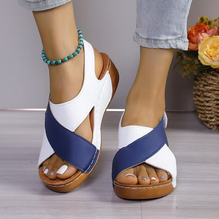 European and American  independent station breathable women's sandals color matching women's shoes 2024 new summer casual beach shoes slippers