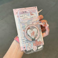 Pink deer heart bracket suitable for apple 17pro mobile phone case bunny iphone16/13 anti-fall protective cover