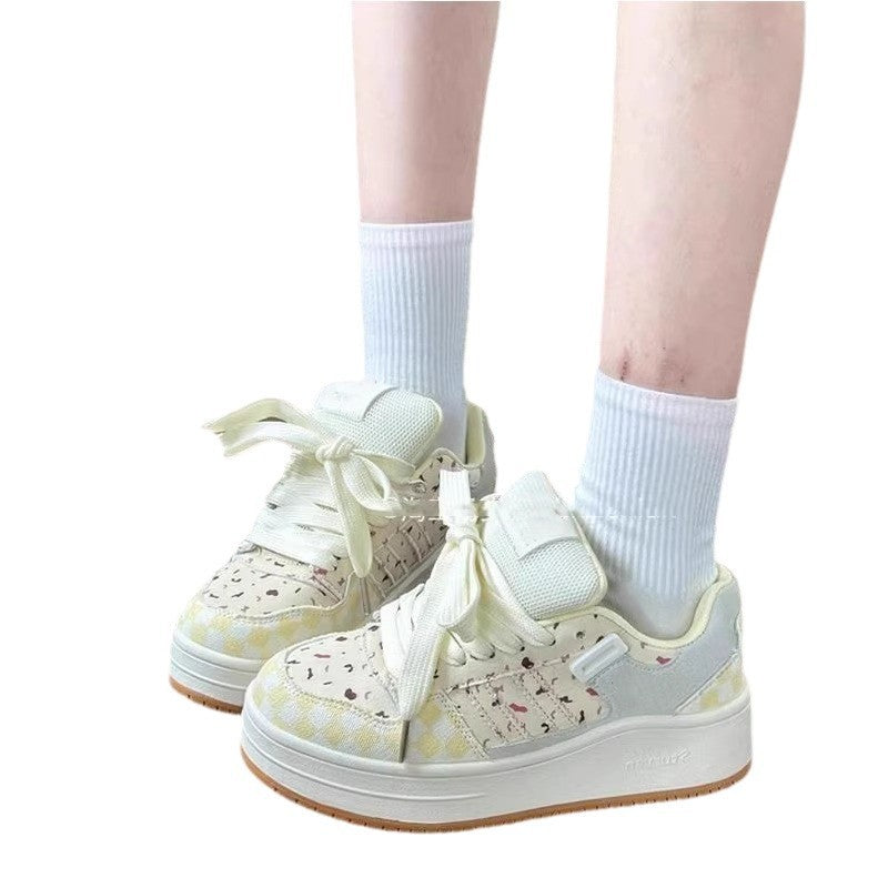 Niche style cranberry bread shoes female students white shoes2026 spring autumnew arrivaleasiest for matchcasual sports shoes