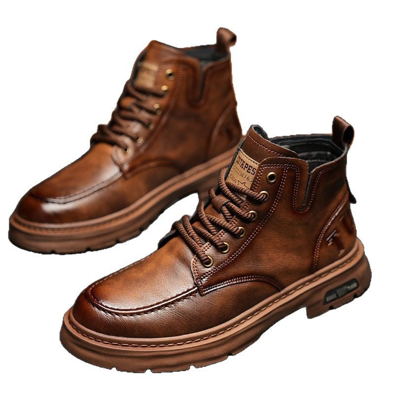 Genuine leather cowhide men's shoes boots men's new arrivalmenclassybest selling short american retroboots men's autum