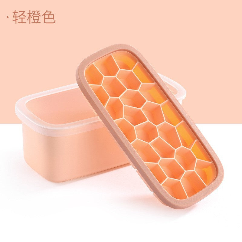 Customized processing, silicone quick demoulding ice grid box, double-layer tape box, plastic ice cube mold, ice cube box can be pulled