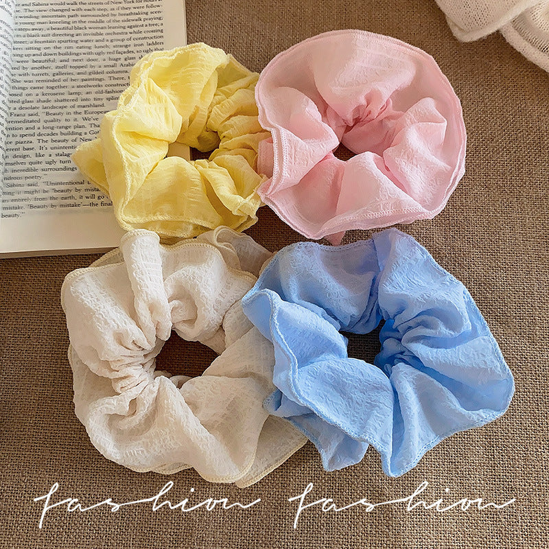 Summer sweet and gentle light blue oversized four-layer ruffle trim scrunchie - 2025 new hair accessory