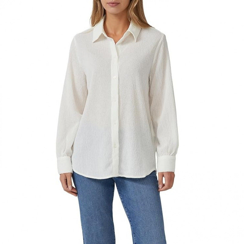 fashionpolo collar long sleevesshirt women's  spring new arrivalfashionelegant formal tops