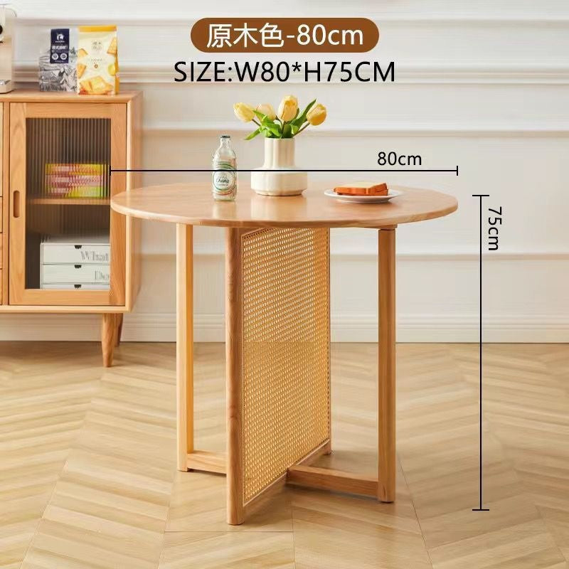 Tea table nordic style for home b&b milk tea shop cafe solid wood rattan table and chair combination small apartment ideal choice