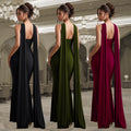 C7278 cross-border   fashion women's casual elegant long dress with ribbon detail - solid color