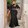 Fashion cross-border export fashion women's sexy slit long skirt african  plus sizehigh waistdress