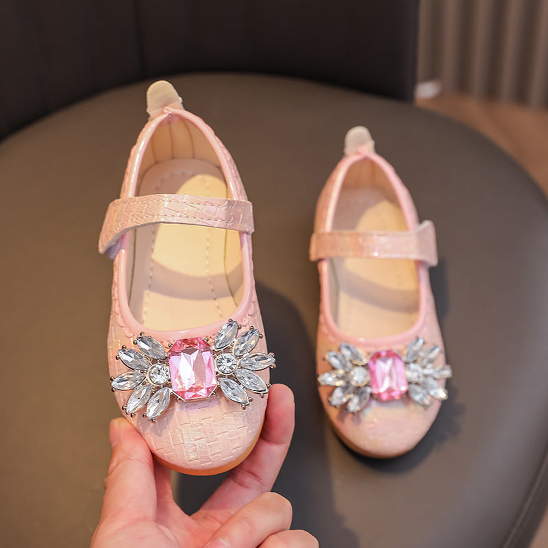 Girls' princess shoes - new spring/autumn fashion, little girl's crystal shoes, baby soft sole shoes, children's flat shoes