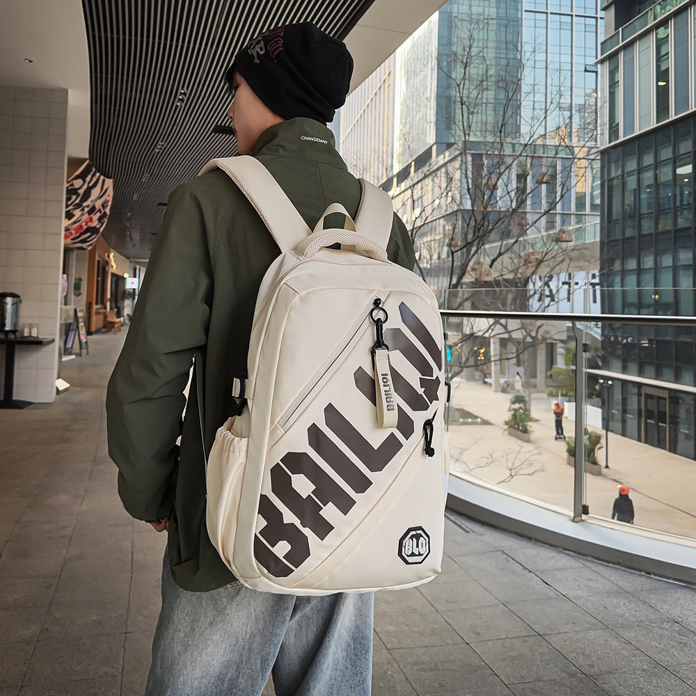 Trendy and cool backpack for college students, stylish casual backpack with letter design, large capacity, suitable for elementary, middle, and high school students, unisex