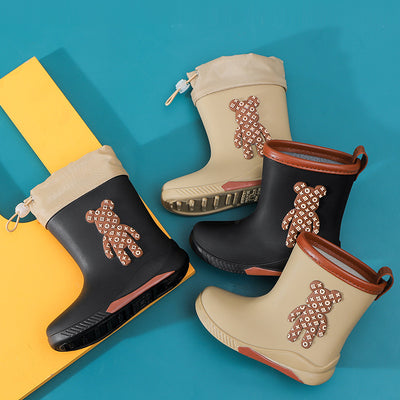 2024 new children's bear rain boots, unisex kids' rain boots, non-slip waterproof baby cartoon student water shoes wholesale