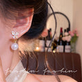 Sparkling butterfly pearl front and back two-wear stud earrings for women 2026 new arrivalniche stylesense of design earringselegant earrings