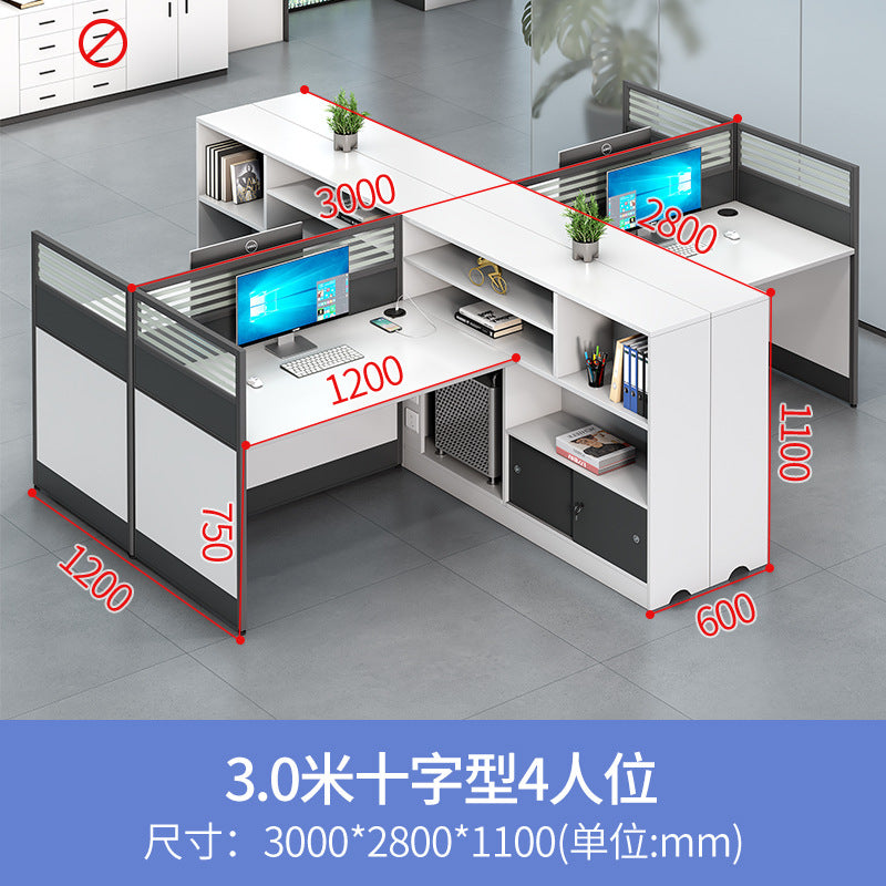 Office desk and chair set for staff, financial employees, and workstations - 2/4 seater facing desk office table
