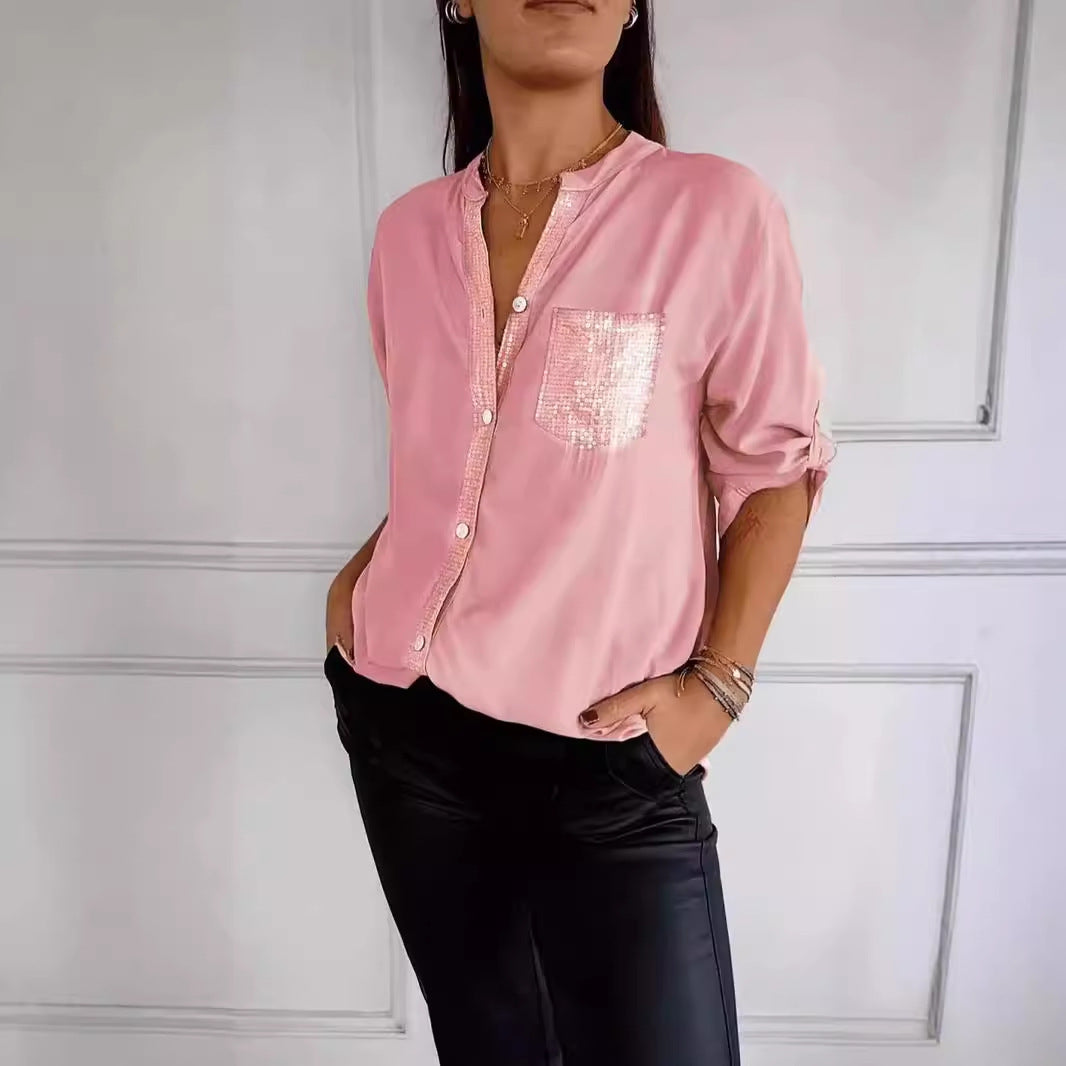 2024 spring and summer    eBay European beautiful women's loose casual ironing brick sleeve shirt