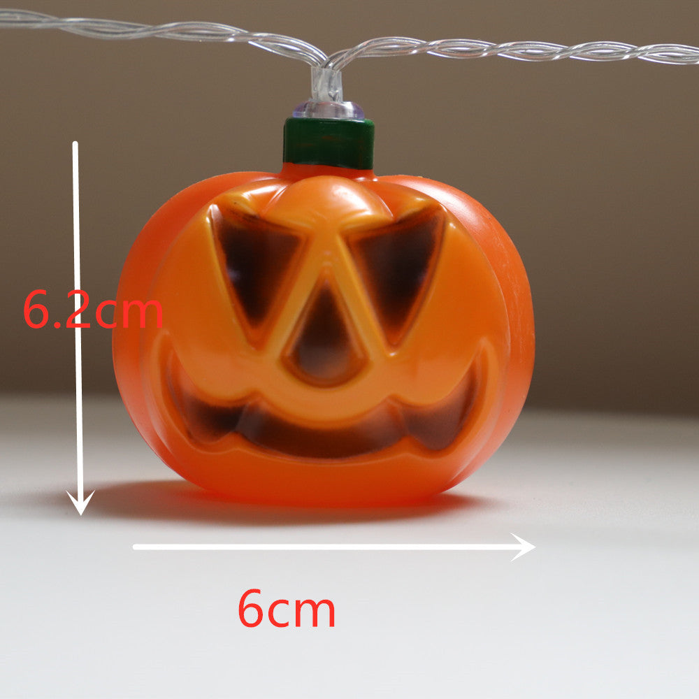 Cross-border LED Halloween blow-molded pumpkin head decorative light string party arrangement horror ghost festival battery box LED lanterns