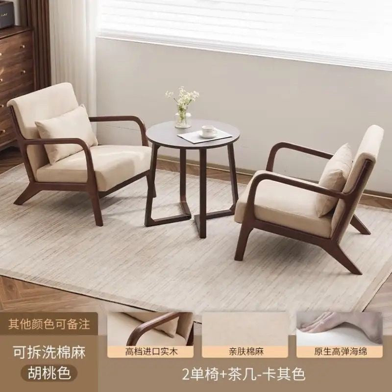 Balcony tea table and chair combination small apartment one table and two chairs household solid wood simple three-piece set reading and drinking tea cp