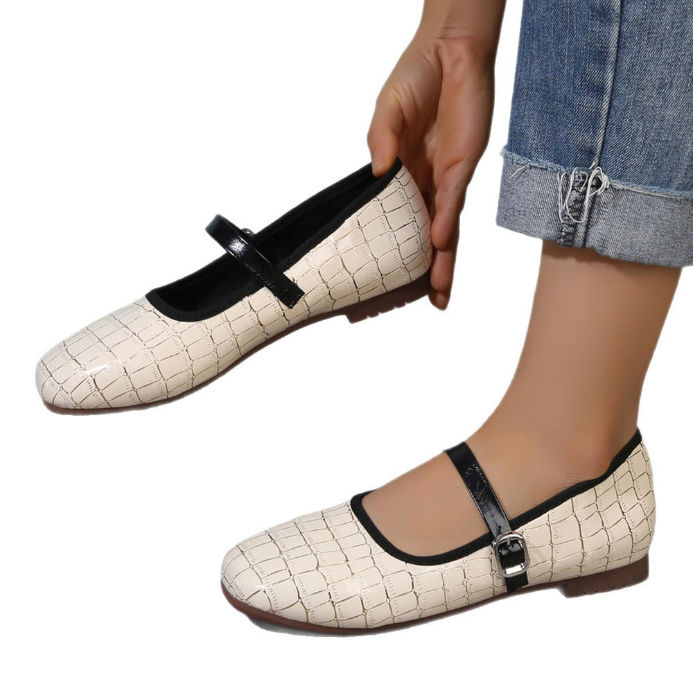 Exportplus size square toe mary jane leather shoes  spring & fall new arrivalflats one-word buckle women's shoes textureflatsflats