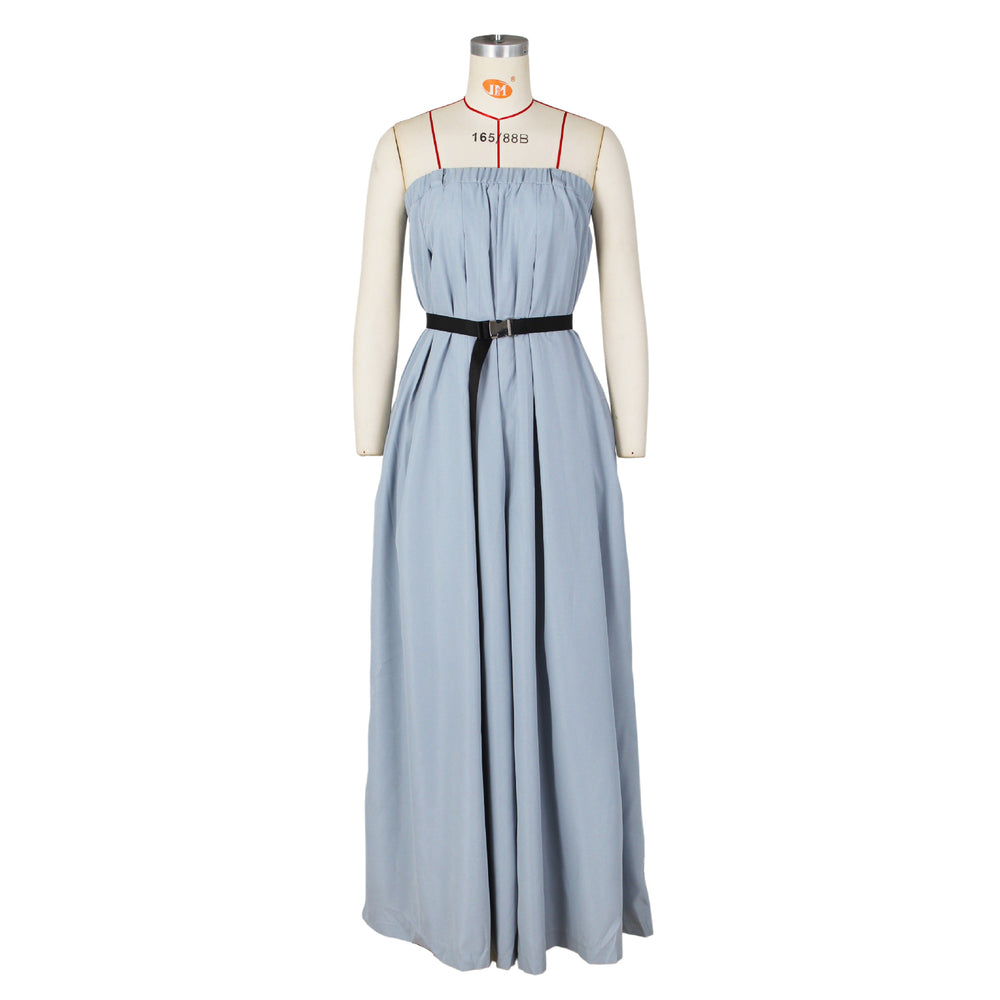 European and american sexy women's fashion one-shoulder wide-leg jumpsuit with belt - multiple styling options