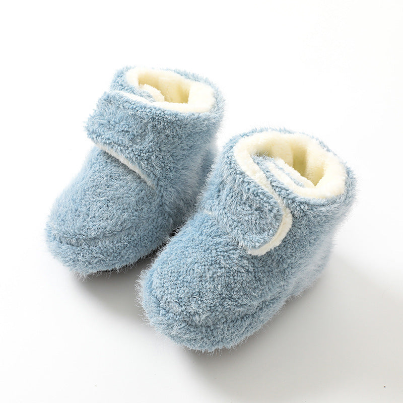 Babibele autumn/winter thickened warm baby socks & shoes - non-slip floor socks for infants & toddlers, soft sole shoes, solid color footwear