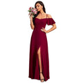 European and american style off-the-shoulder ruffle chiffon maxi dress - women's wedding french dress - high-quality, luxurious evening gown