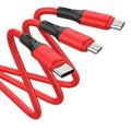 Nylon braided 3-in-1 charging cable, multi-port 2a fast charging, laser-engraved logo, wholesale