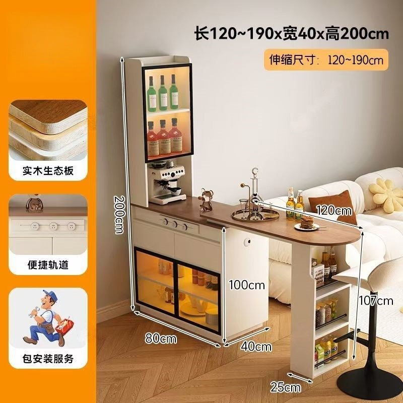Solid wood sideboard bar all-in-one living room cream style partition cabinet wine cabinet medieval style wall storage storage low cabinet