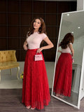 Fashionexport cross-border fashion high waistsweetlacepleated skirt long skirt a-line skirt slimming lookeasiest for matchwork clothing