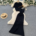 Gentle wind pink knitting light mature style two-piece set female summer silm waist fishtail skirt suit women's clothing outfit