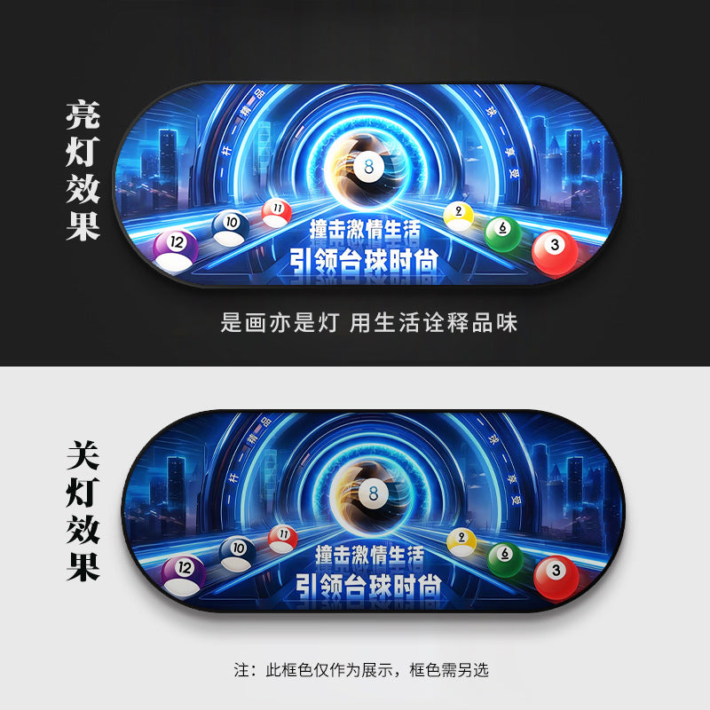 Billiards hall decorative painting black eight ball wall luminous hanging painting chess and card billiard room club bar led star light