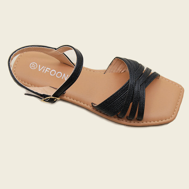 Wholesale fashion sandals factory summer vintage sandals open toe cross strap roman women