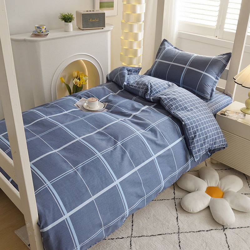 Student dormitory quilt cover three-piece bed sheet pure cotton single bed children's bed quilt cover simple four-season universal 3