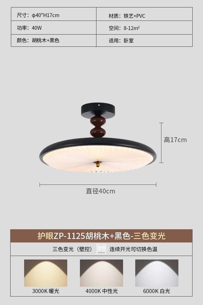 Walnut pleated antique restaurant light simple American retro bedroom light bar eye protection rocker chandelier