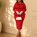 Autumn new arrival: elegant party dress - bow collar, long sleeves, slimming, and figure-hugging