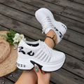 summer new arrival: plus-size women's casual comfortable flyknit sneakers with hidden wedge - wholesale sports style