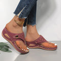 fashionplus sizepure color2024summernew arrival round toe thick solefashioncut outoutwear herringbone sandals for women
