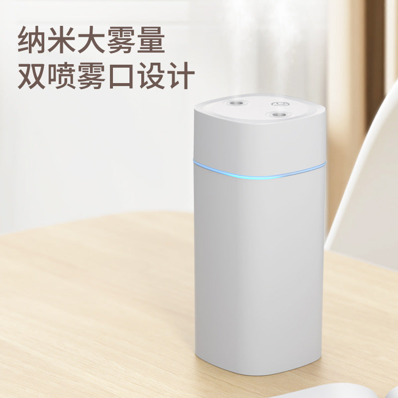 Dual nozzle humidifier - compact, portable, desktop mini humidifier for home, bedroom, mist, moisturizing, air purifying humidifier
