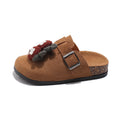 2025 spring/autumn new cartoon birkenstock-style shoes for girls: retro soft-soled, cute closed-toe, warm outdoor slippers