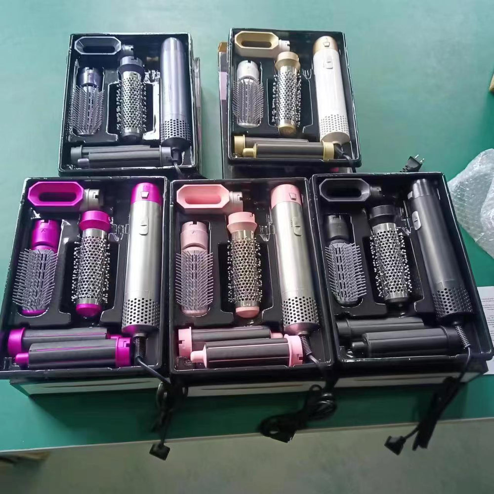 Amazon cross-border curling iron five-in-one hot air comb hair dryer comb curling iron straight hair comb hair dryer automatic hair suction