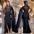 C7260 cross-border   fashion women's elegant rhinestone slim-fit sleeveless shawl dress