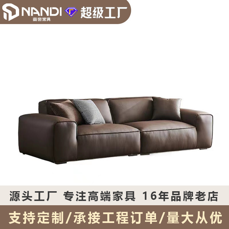 Personalized normcore summer picture big black cow full genuine leather first layer cowhide sofa living room tofu block straight retro style sofa
