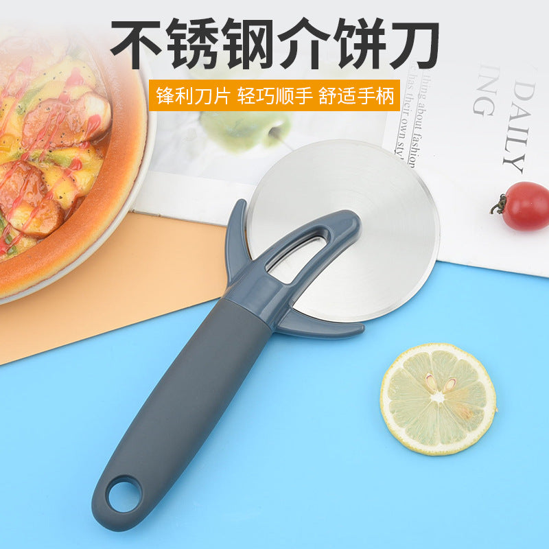 Pizza cutter hob with protective cover, stainless steel cake cutter baking medium, single wheel pizza cutting  hot sale