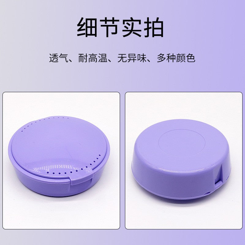 Dental Mirror Small Tooth Box Holder Tooth Storage Box, Oval Orthodontic Orthodontic Orthodontic Box, Portable Braces Box
