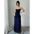 women's mesh panel crisscross backless maxi dress