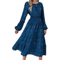 Shipped: european and american export women's clothing -  cross-border fashion geometric print casual long sleeve dress