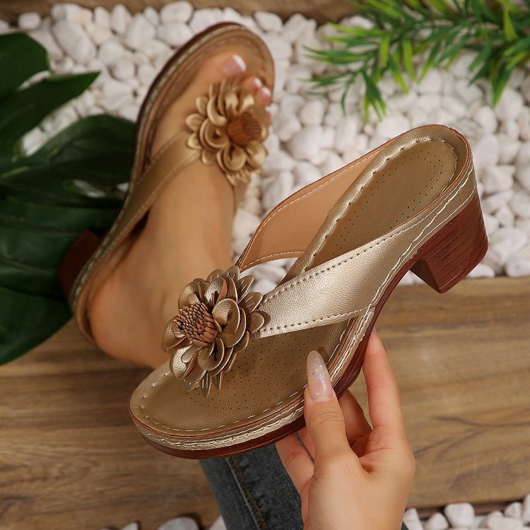 Southeast asia  spring/summer new arrival: plus-size women's shoes for export,  cross-border, floral thong sandals - wholesale