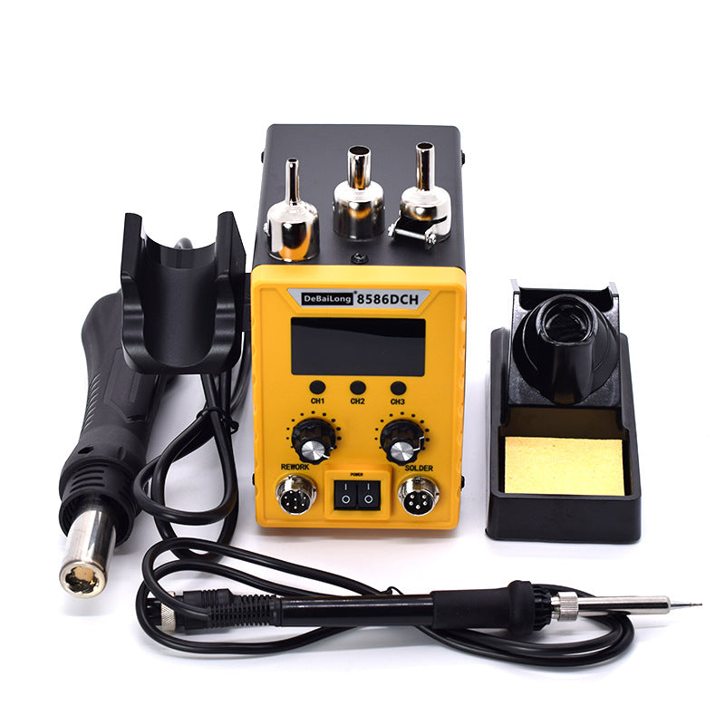 Debailong hot air gun welding table two-in-one 8586D digital display electric soldering iron head adjustable temperature maintenance welding tool