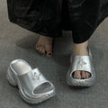 Trending chunky heel slides for women - summer 2025 new fashion high heel sandals - wedge heel slides for women's outdoor wear