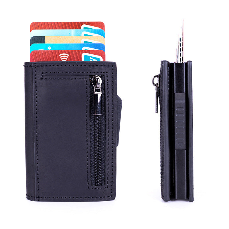 Automatic elastic card bag, shielding anti-theft brush wallet, card bag, card sleeve LOGO aluminum alloy card box